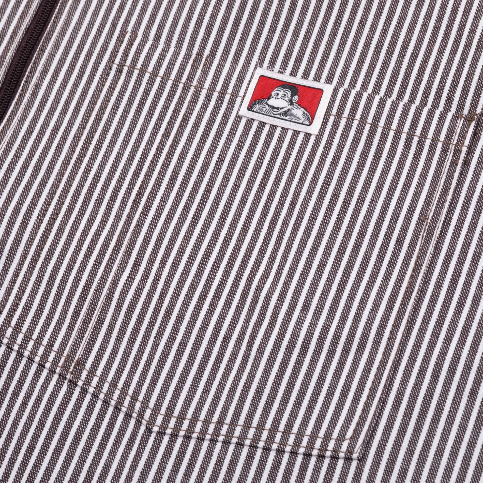 Ben Davis Striped 1/2 Zip Short-Sleeve Shirt - Brown