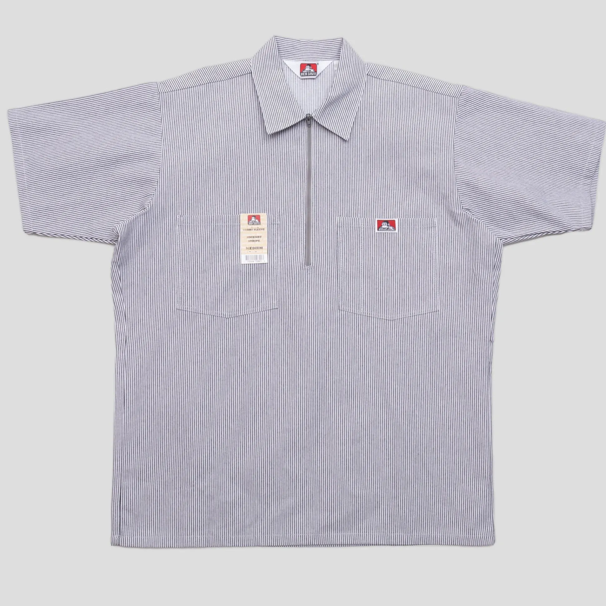 Ben Davis Striped 1/2 Zip Short-Sleeve Shirt - Hickory