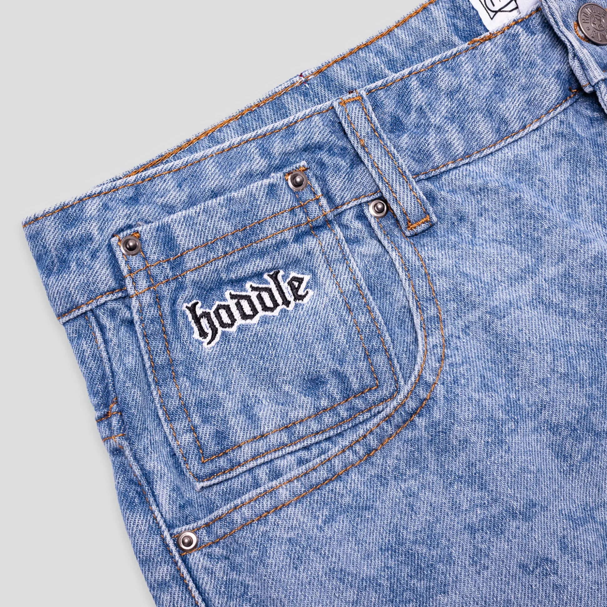 Hoddle 16 Ounce Denim Ranger Jean - Laser Paint Splatter Light Wash Bl