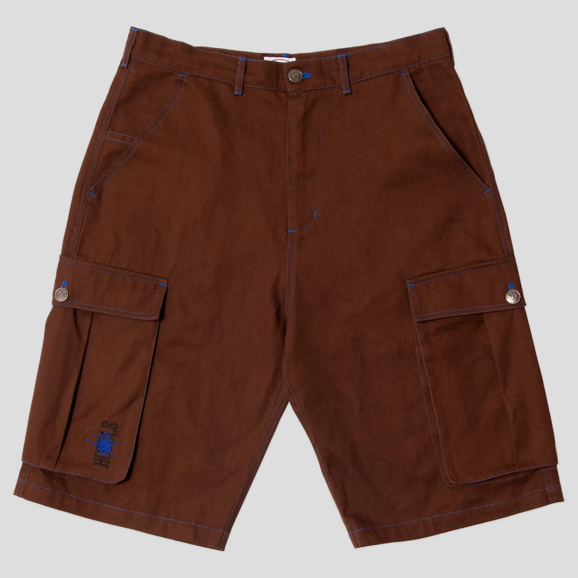 Hoddle Cargo Short - Chocolate / Blue Stitch