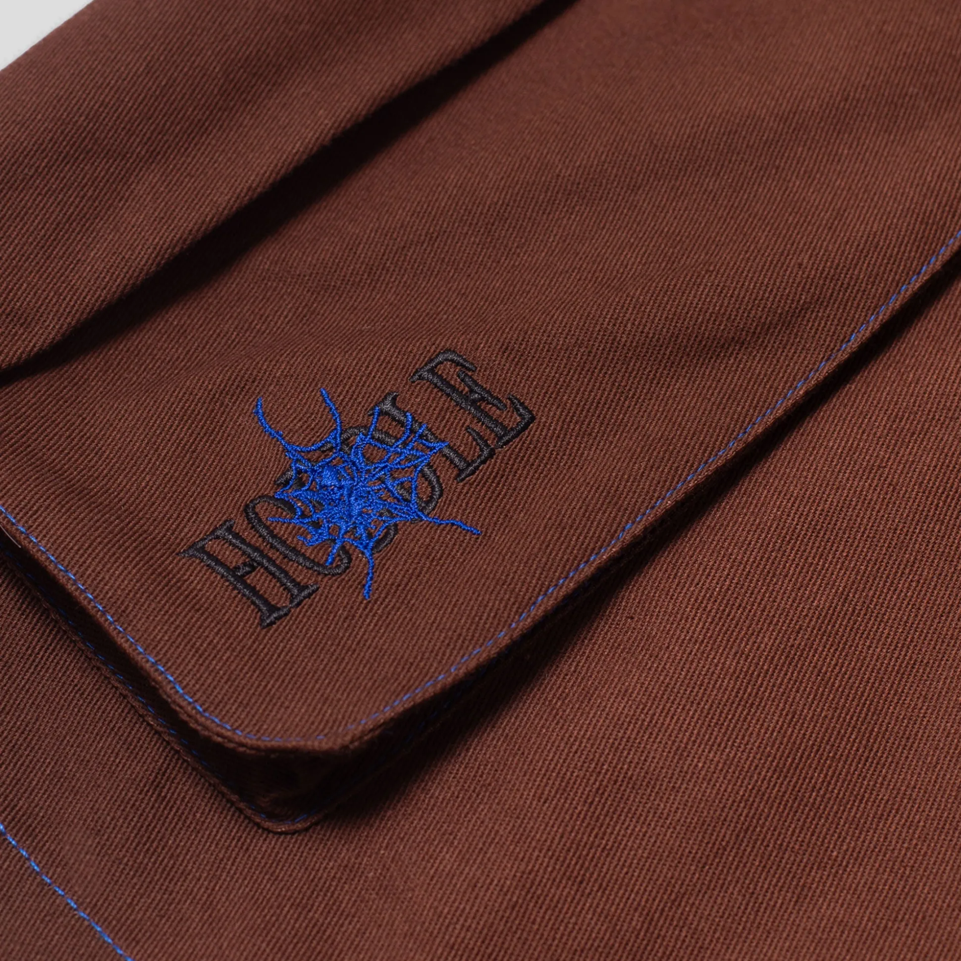 Hoddle Cargo Short - Chocolate / Blue Stitch