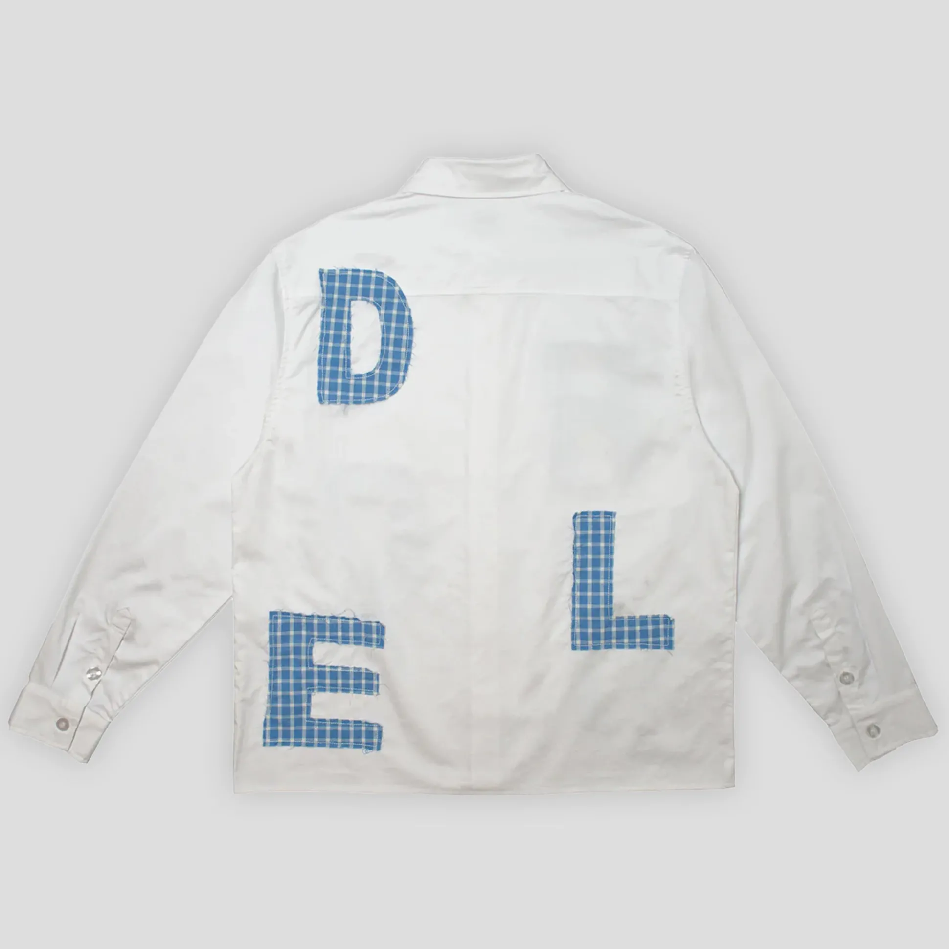 Hoddle Melange Long Sleeve Shirt - White / Blue
