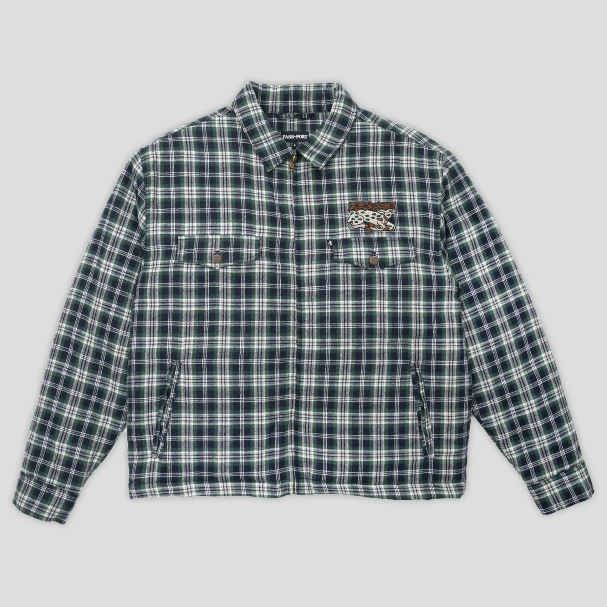Pass~Port Antler Zip Flannel Jacket - Navy / Green