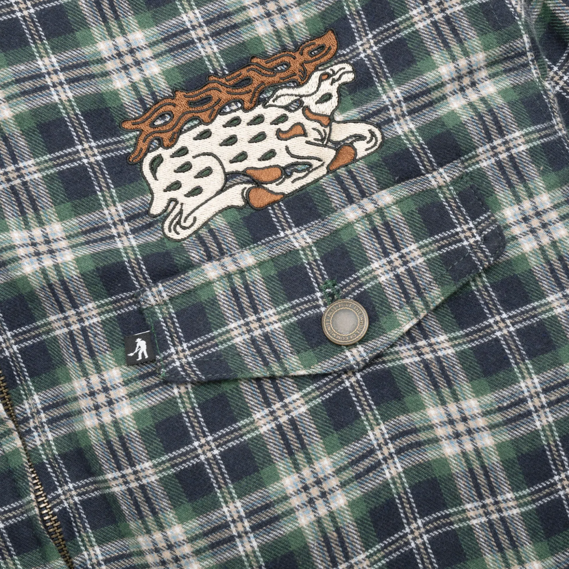 Pass~Port Antler Zip Flannel Jacket - Navy / Green