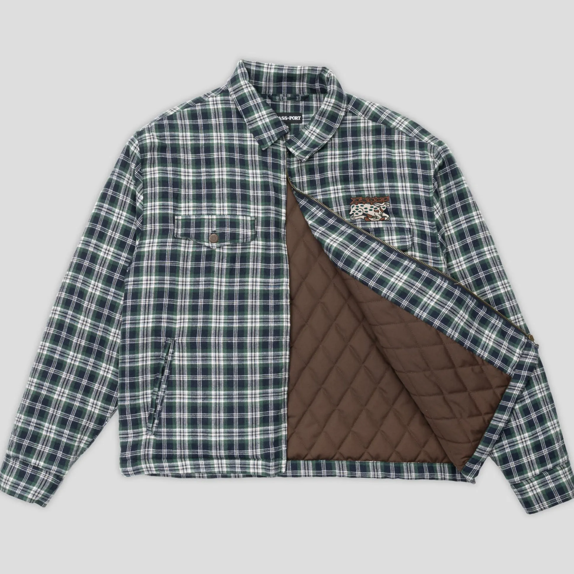 Pass~Port Antler Zip Flannel Jacket - Navy / Green