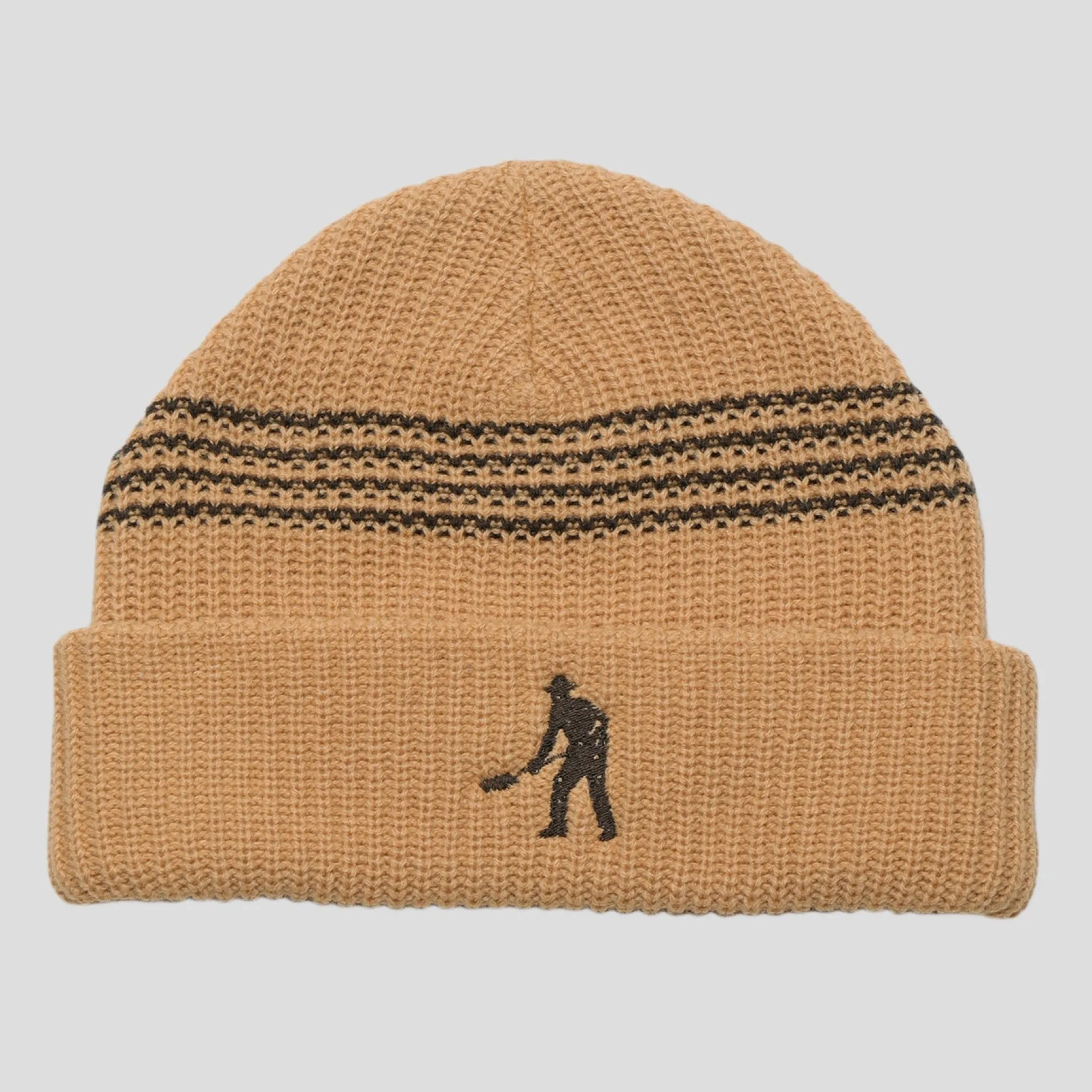 Pass~Port Digger Striped Knit Beanie - Sand / Chocolate