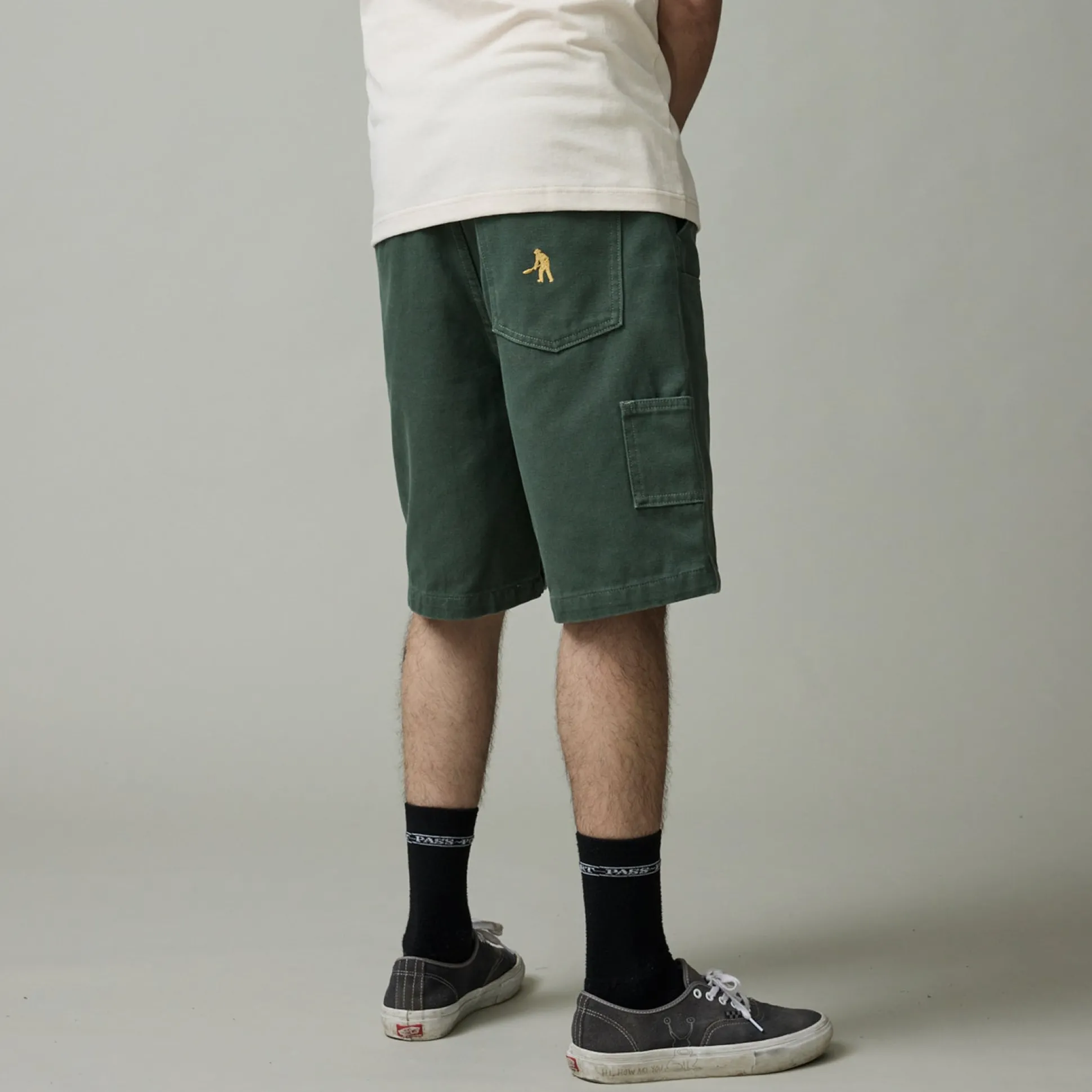 Pass~Port Double Knee Diggers Club Short - Washed Forest Green