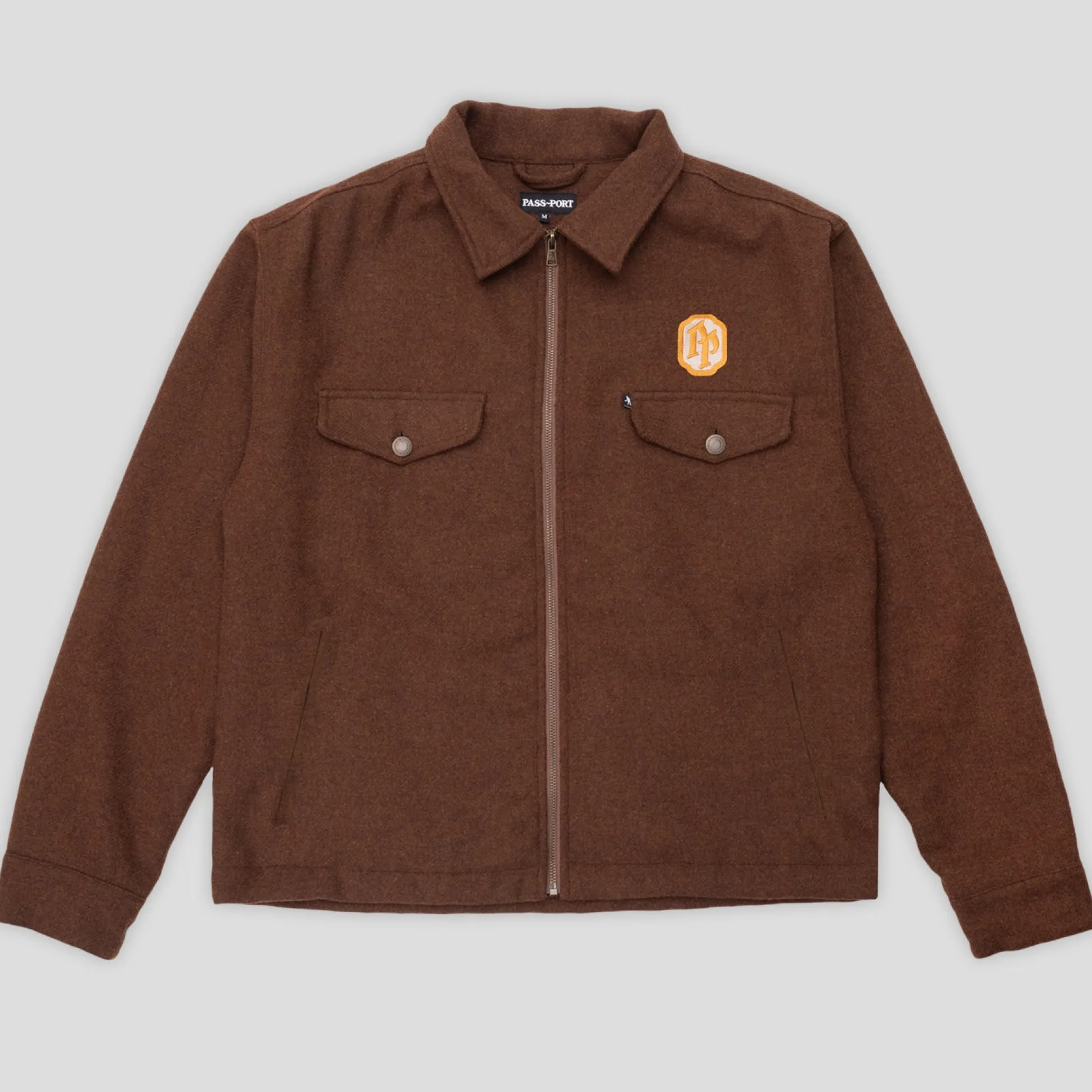 Pass~Port Emblematic Wool Zip Jacket - Brown
