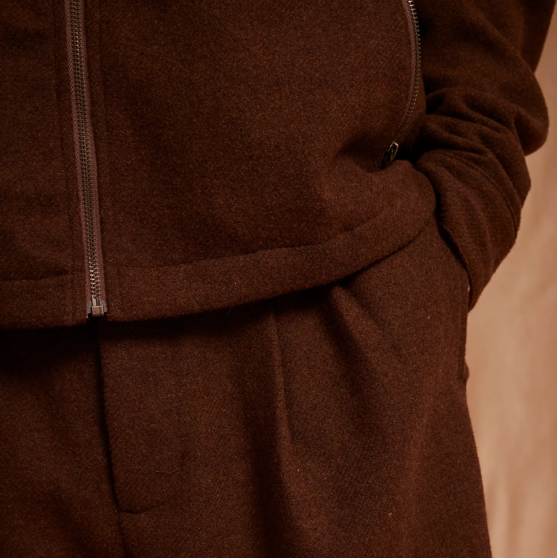 Pass~Port Emblematic Wool Zip Jacket - Brown