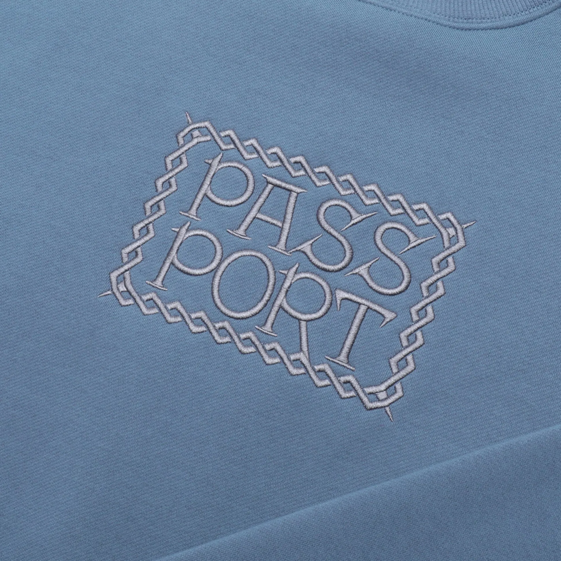 Pass~Port Invasive Embroidered Sweater - Washed Out Blue