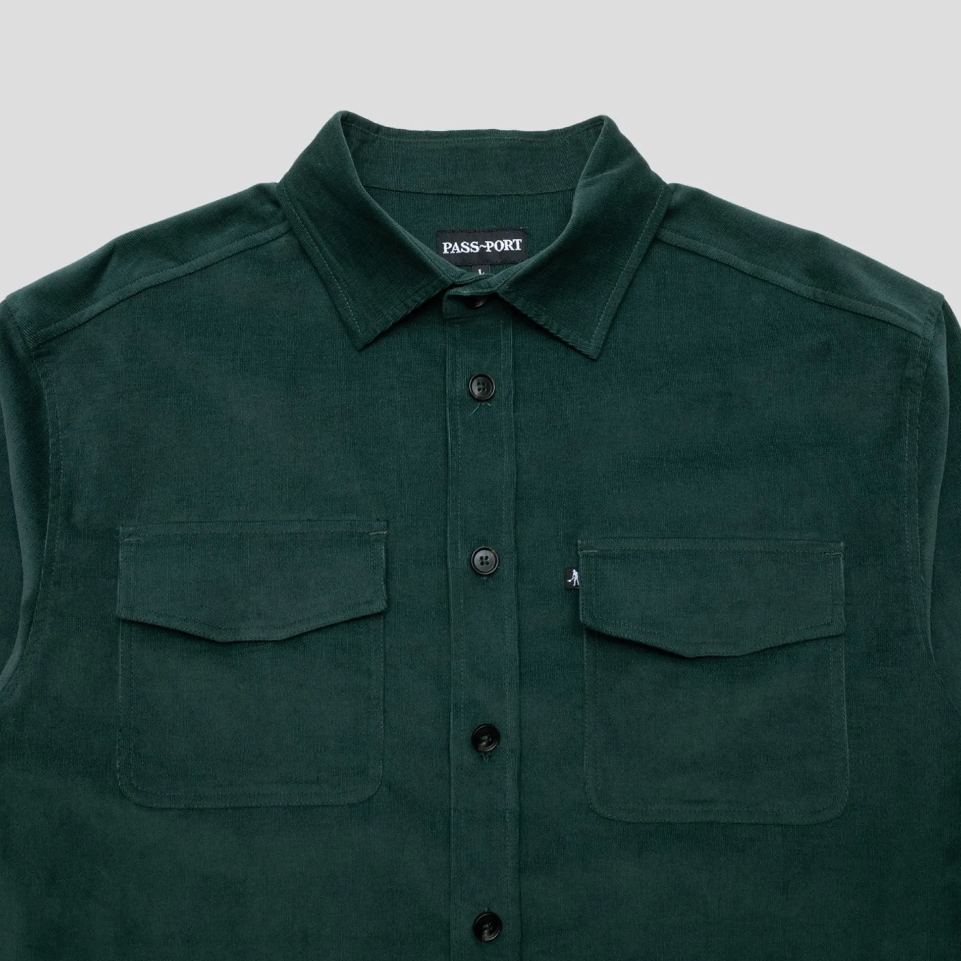 Pass~Port Micro Cord Workers Shirt - Forest Green