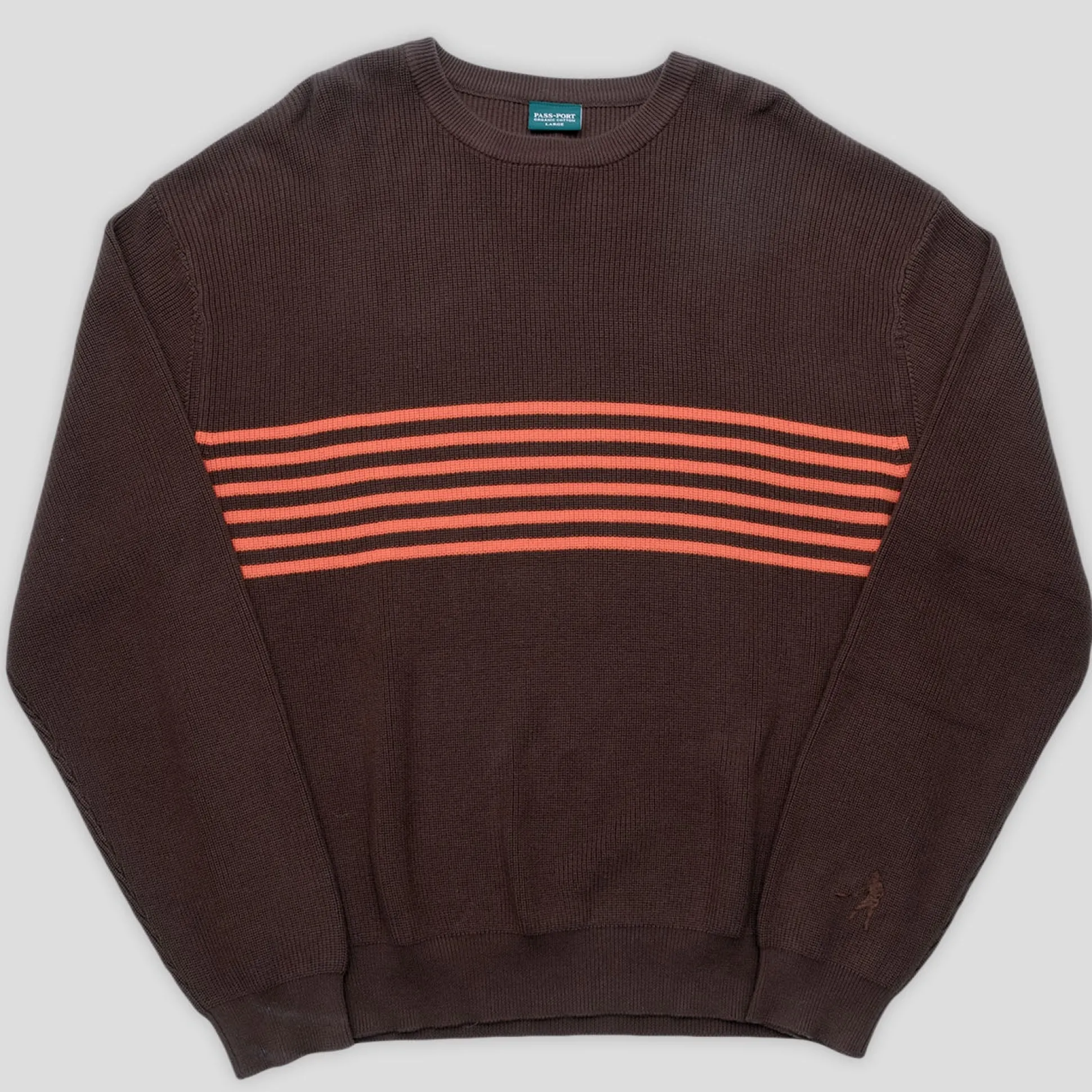 Pass~Port Organic Cotton Stripe Knit Sweater - Choc / Orange