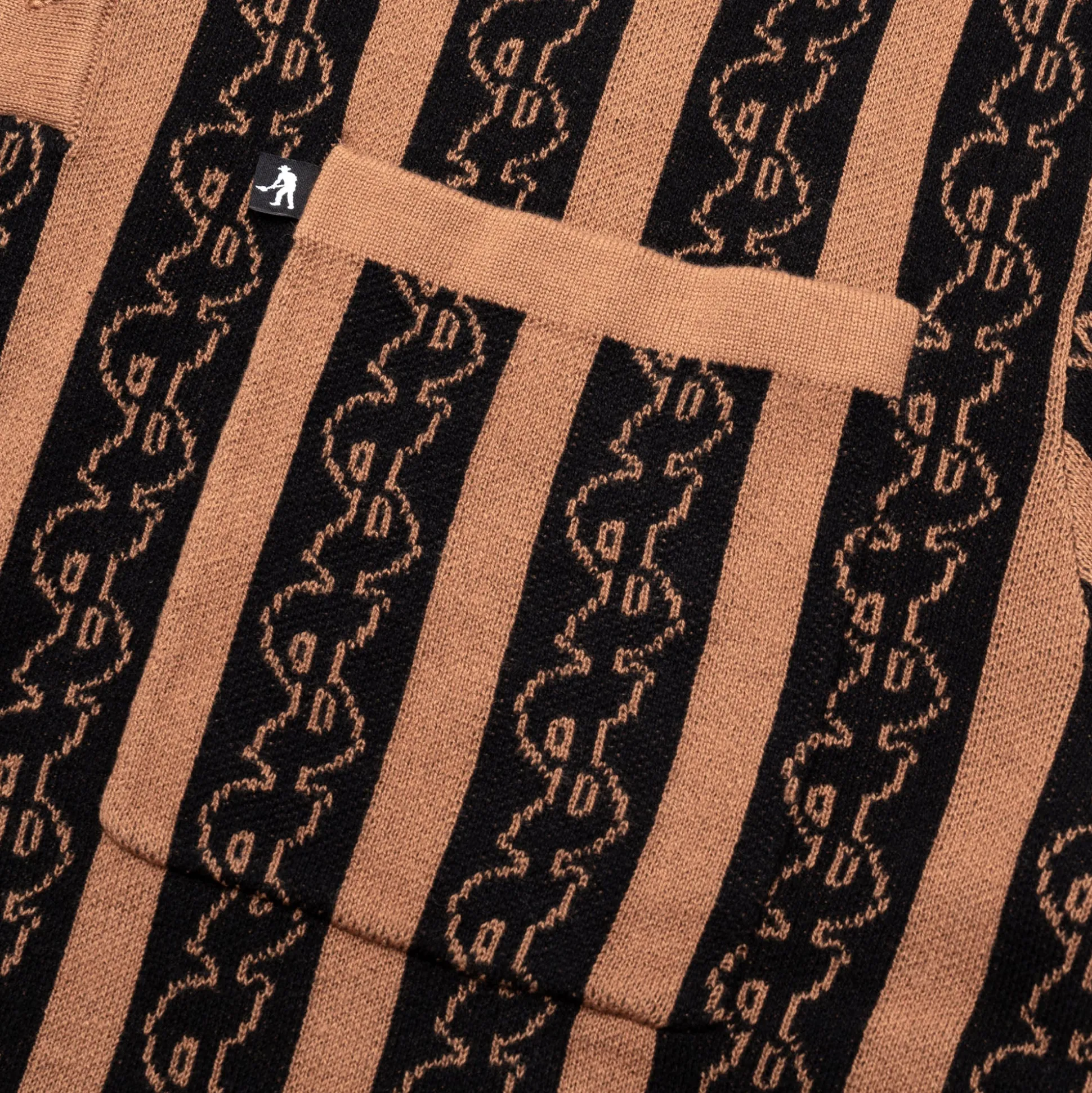 Pass~Port Pattoned Knit Polo Long Sleeve - Caramel