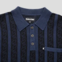 Pass~Port Pattoned Knit Polo - Navy