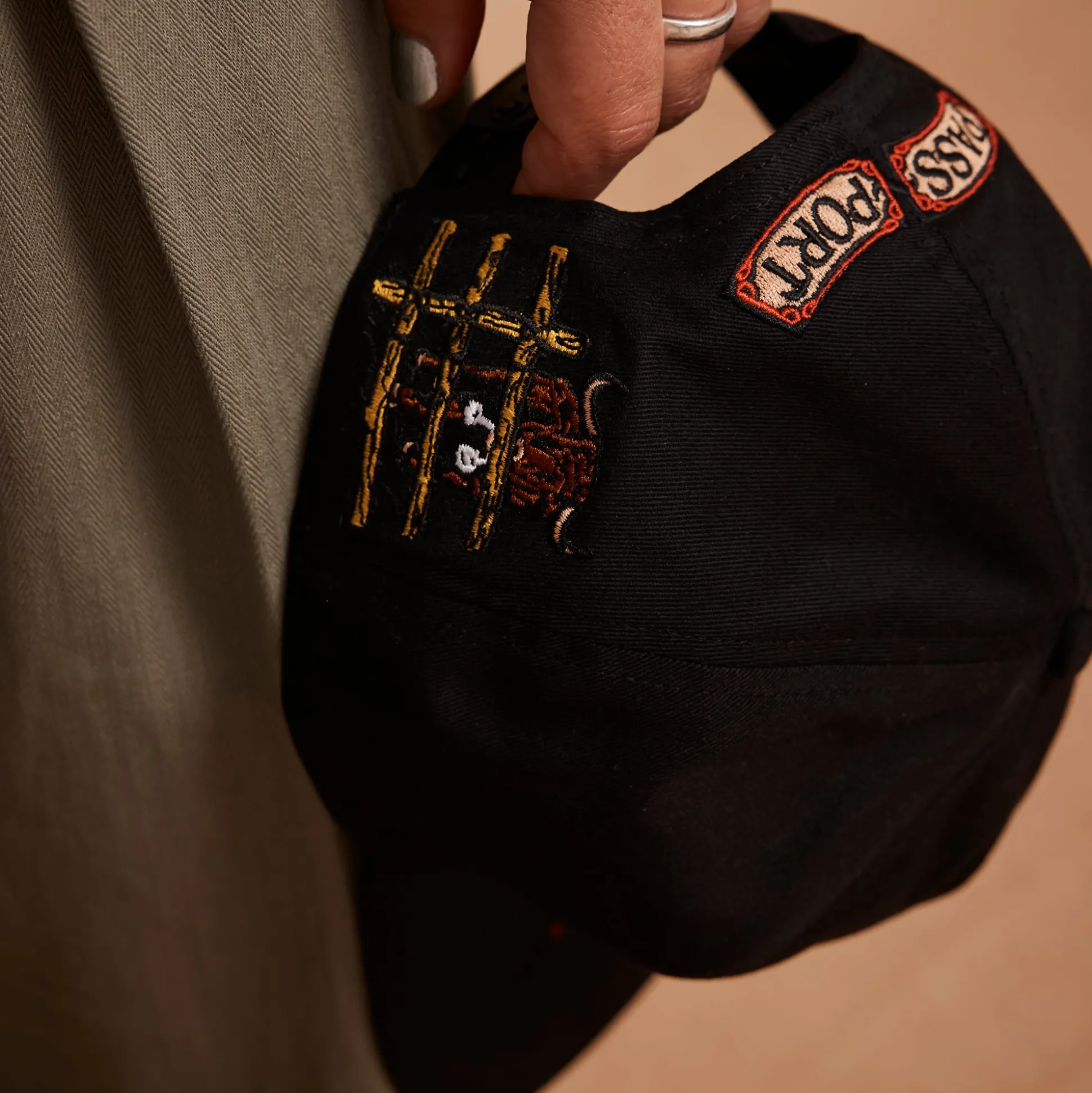 Pass~Port Red Flag Workers Cap - Black
