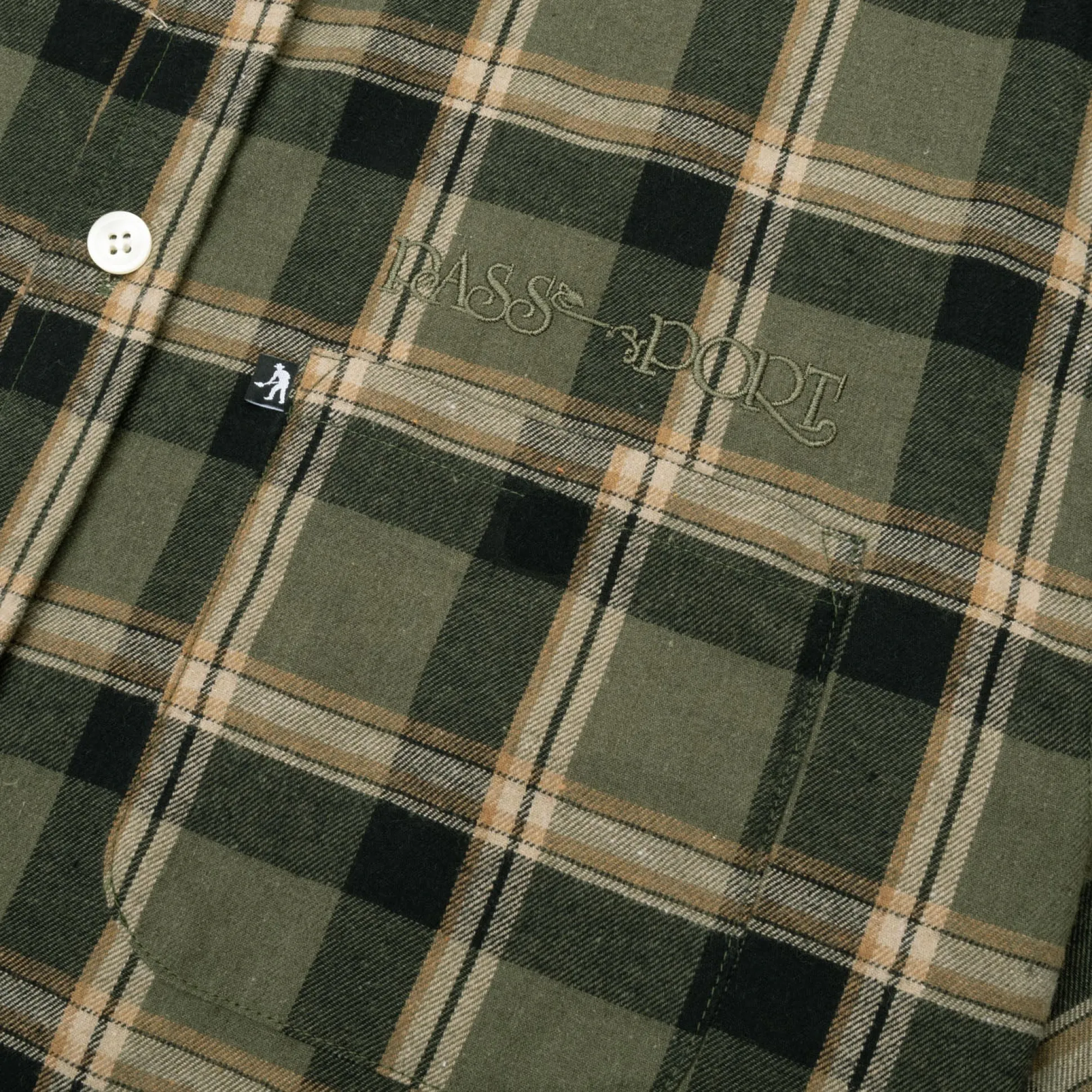 Pass~Port Stem Workers Check Shirt Long-Sleeve - Moss