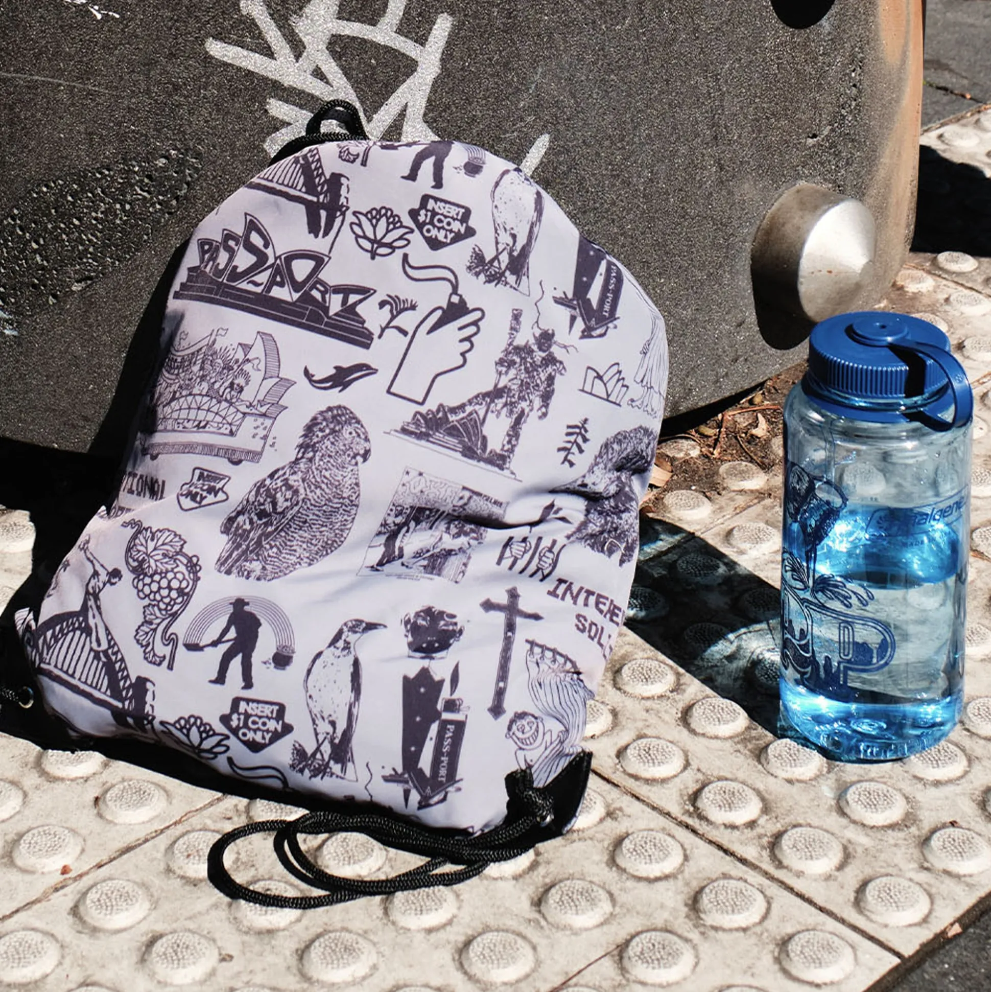 Pass~Port Store & Gallery Exclusive RPET Drawstring Bag - Grey