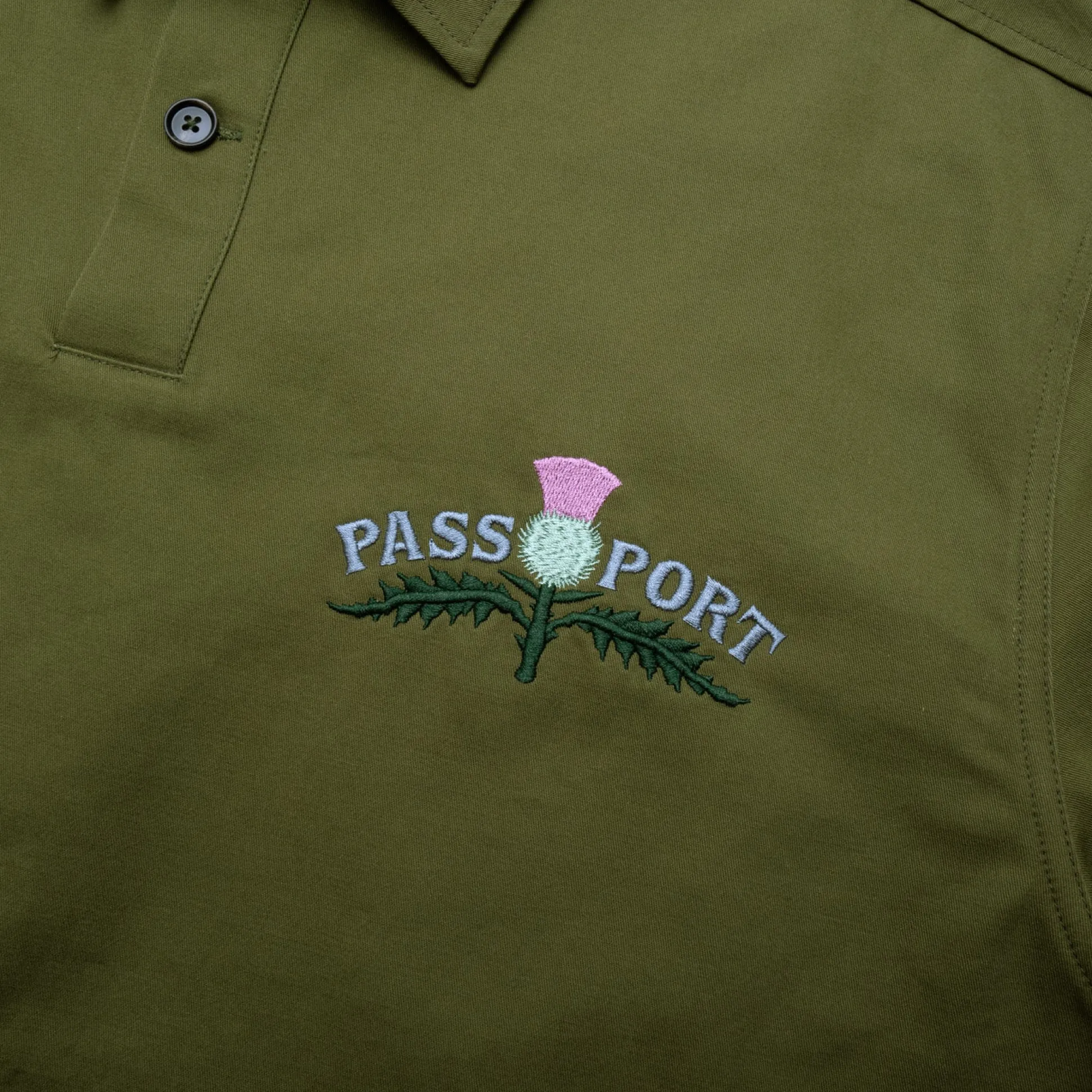 Pass~Port Thistle Embroidery AG Shirt Long Sleeve - Moss