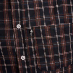 Pass~Port Workers Check Long Sleeve Shirt - Navy