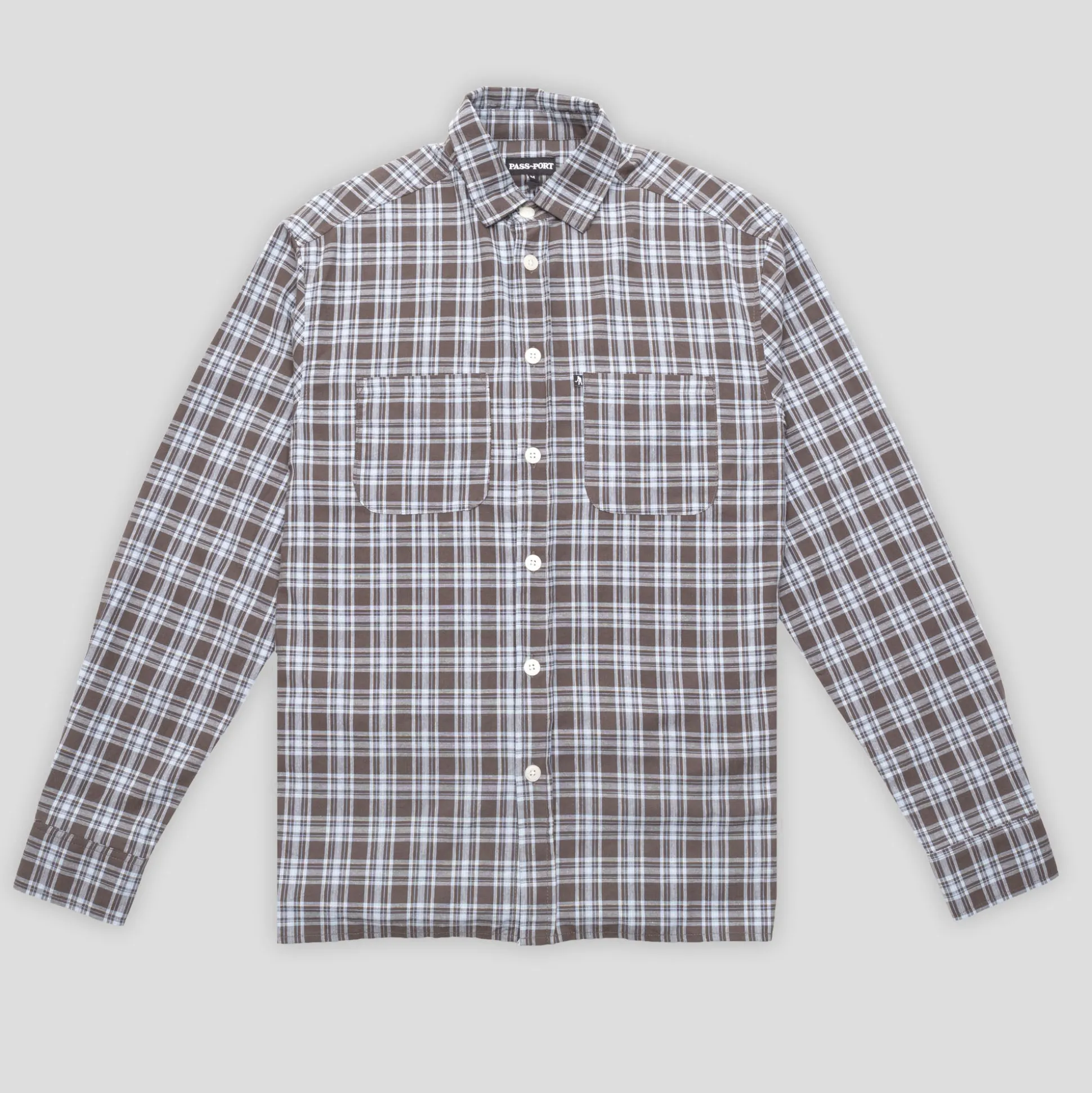 Pass~Port Workers Check Shirt Long-Sleeve - Chocolate / Blue