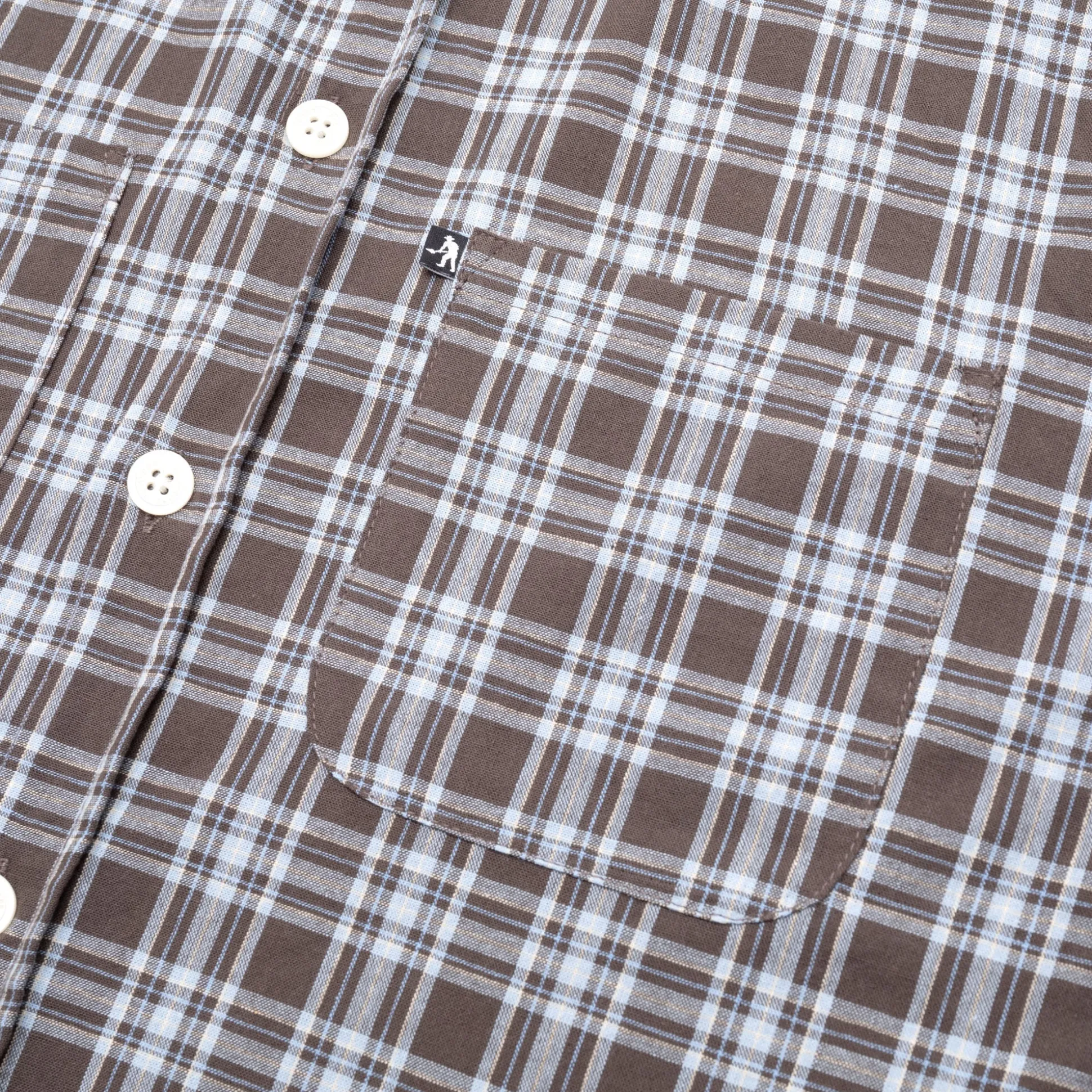 Pass~Port Workers Check Shirt Long-Sleeve - Chocolate / Blue