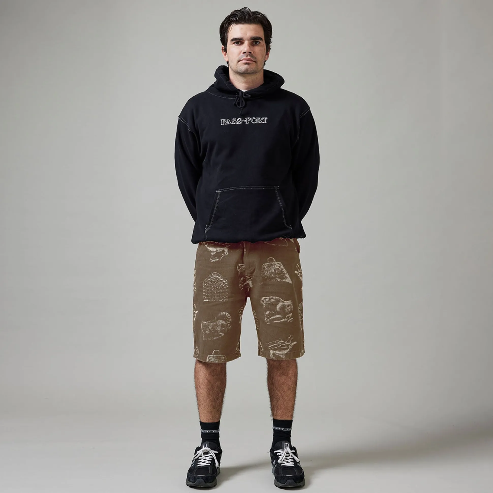 Pass~Port Workers Club Denim Short - Laser Etched Trinkets Over-Dye Br