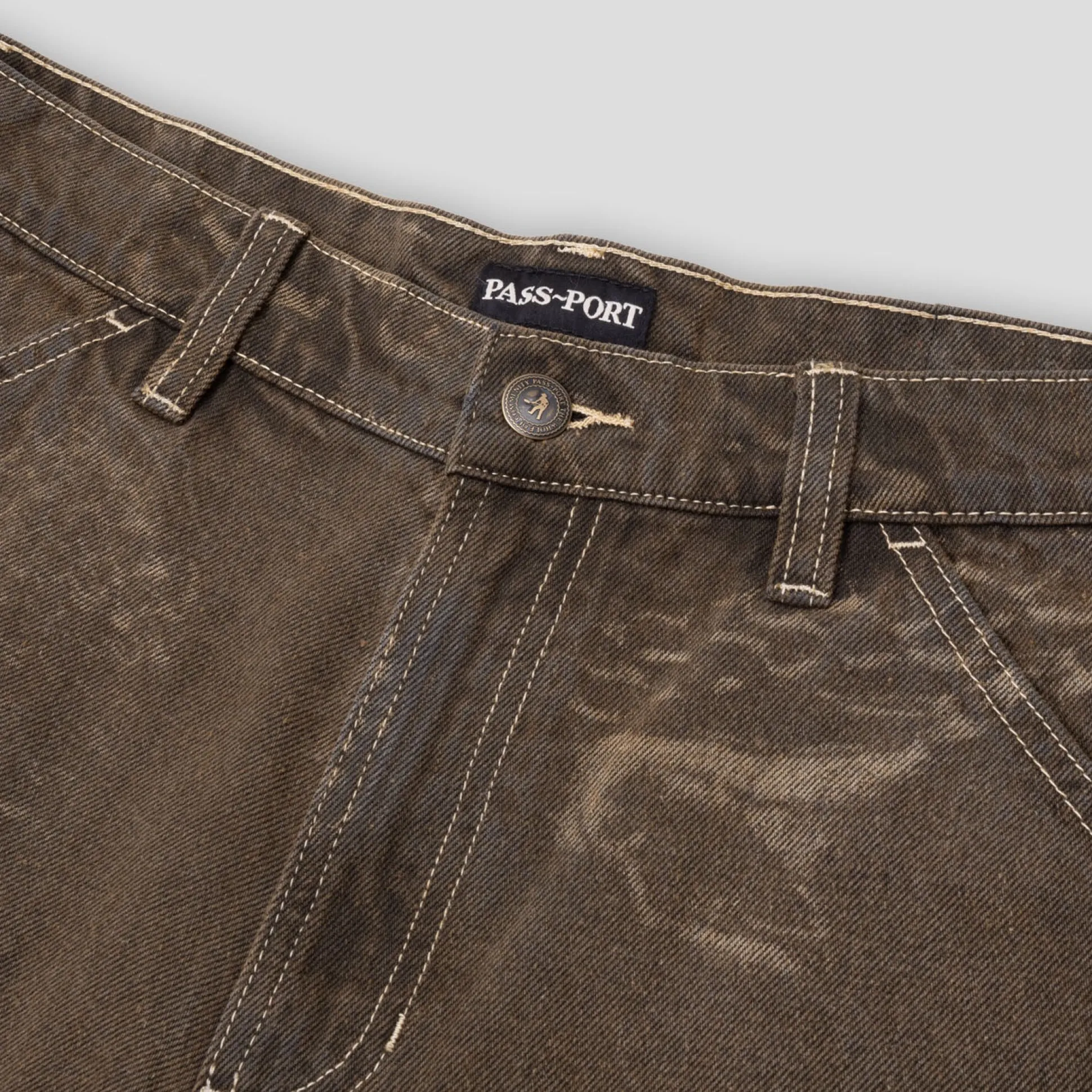 Pass~Port Workers Club Denim Short - Laser Etched Trinkets Over-Dye Br