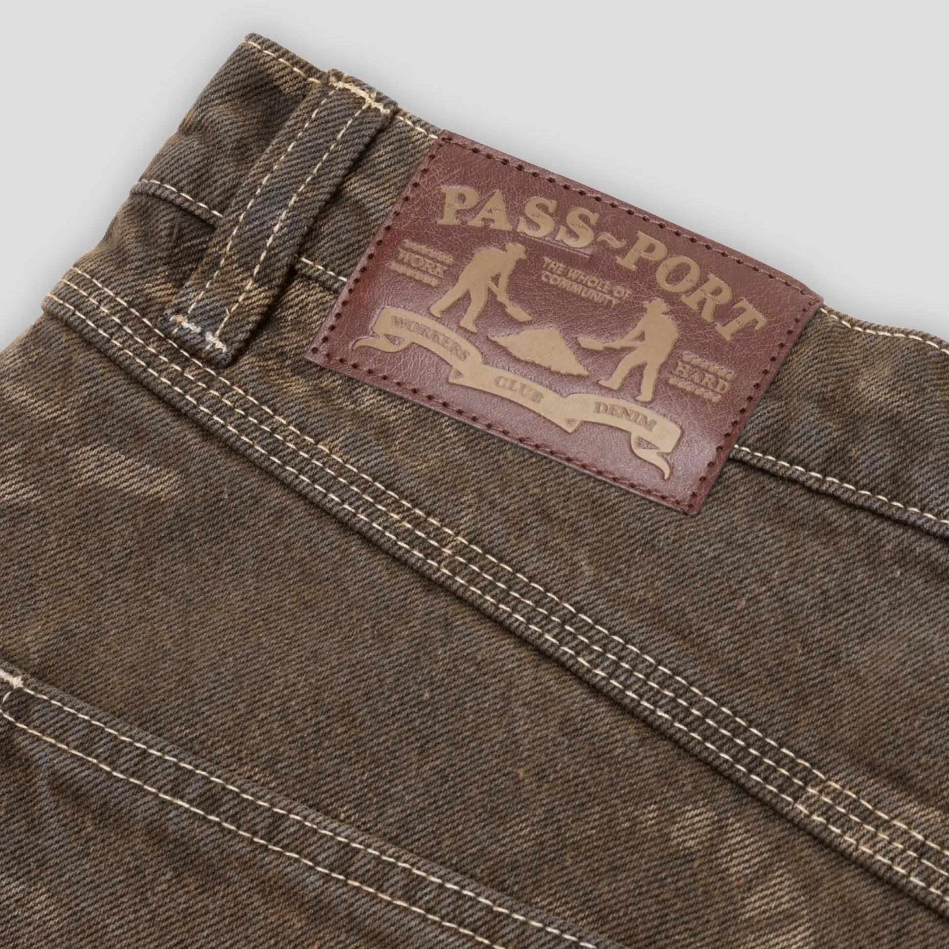 Pass~Port Workers Club Denim Short - Laser Etched Trinkets Over-Dye Br