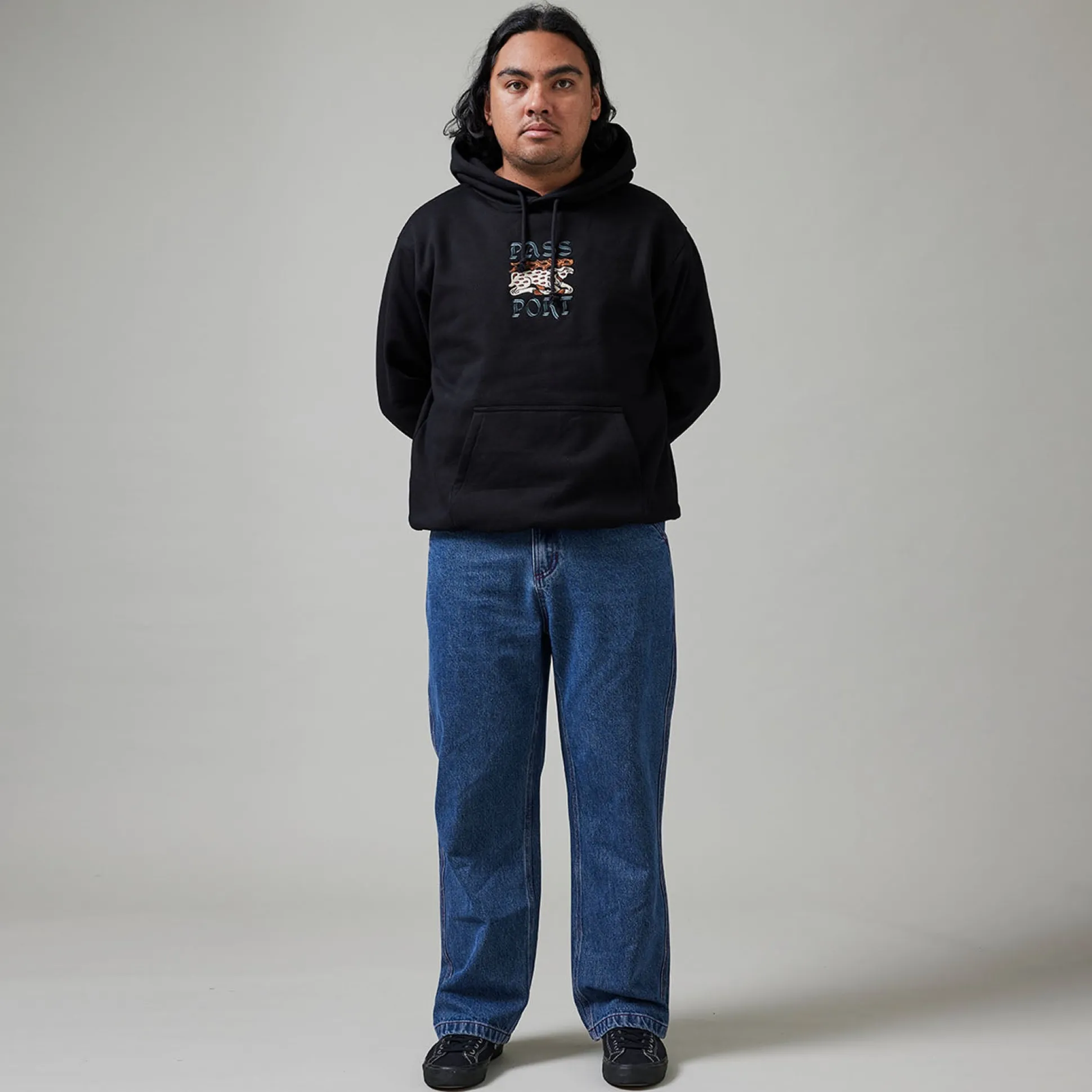 Pass~Port Workers Club Denim Jean - Washed Dark Indigo / Maroon Stitch