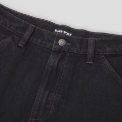 Pass~Port Workers Club Denim Jean Short - Washed Black / Brown Stitch