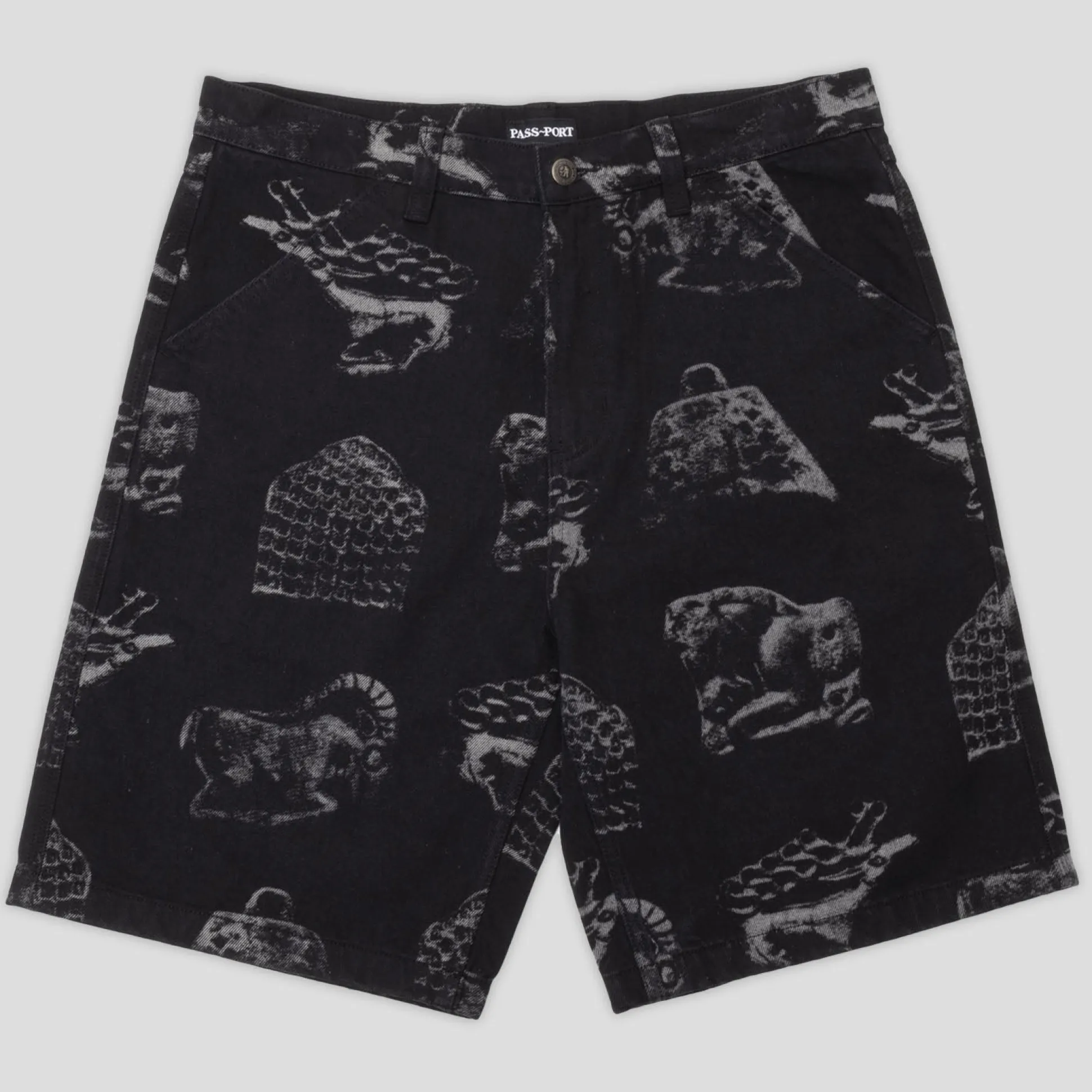 Pass~Port Workers Club Denim Short - Laser Etched Trinkets Black