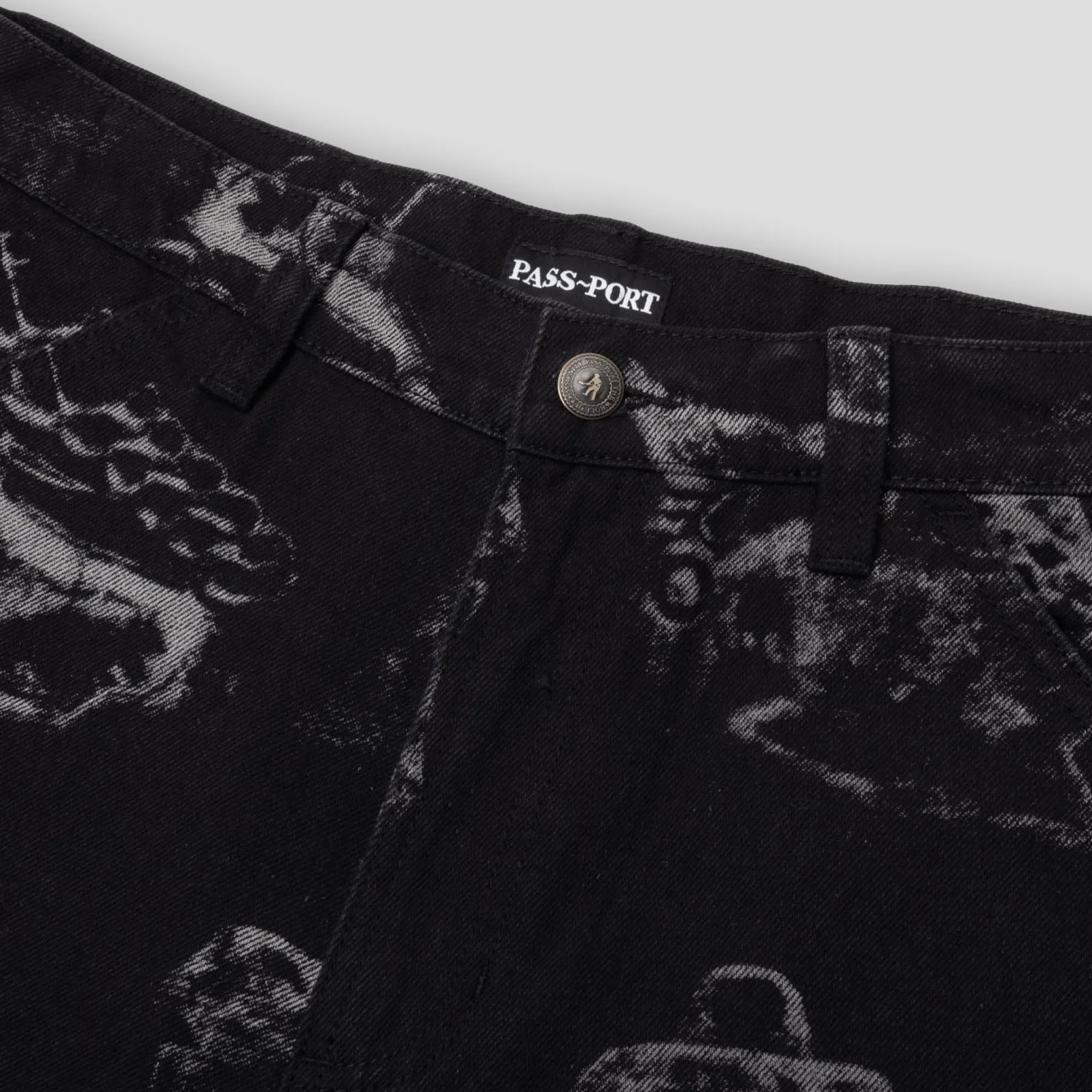 Pass~Port Workers Club Denim Short - Laser Etched Trinkets Black